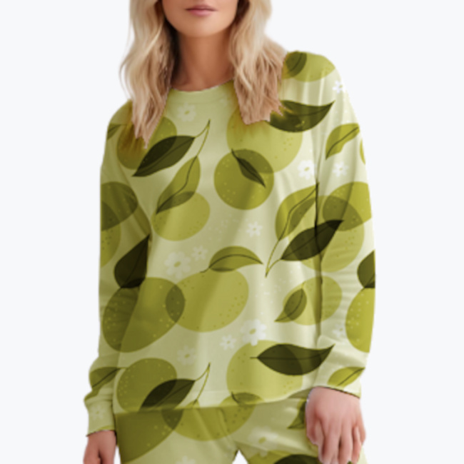 AOP Piżama z długim rękawem dla kobiet (poliestrowa)