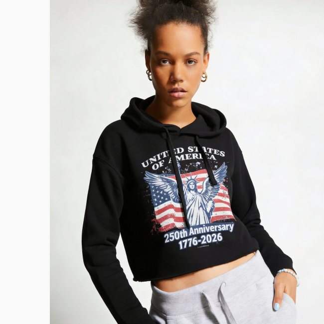 Women's Relaxed-Fit Cotton Crop Hoodie | Lane Seven LS12000 — produkt print-on-demand