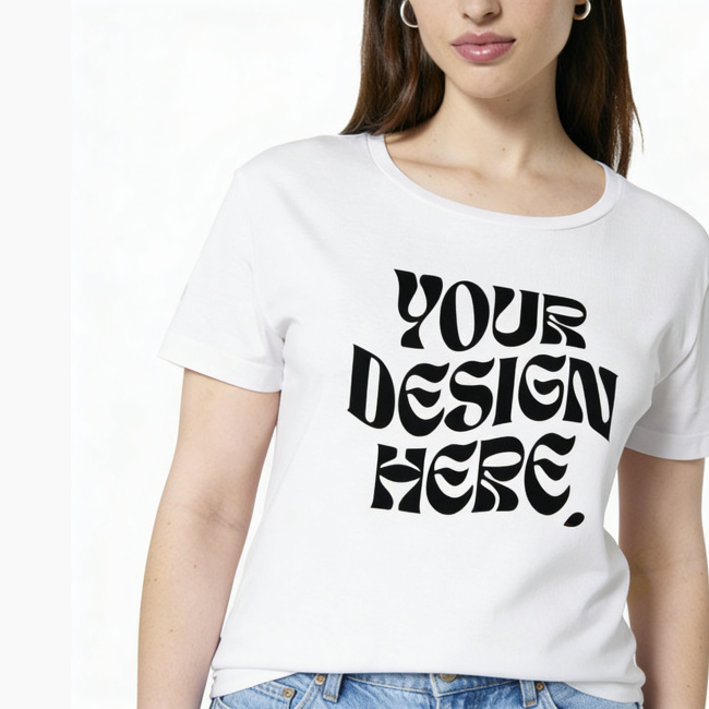 Damski T-shirt z Bawełny Organicznej z Zaokrąglonym Dekoltem | Stanley/Stella Serena STTW173 — produkt print-on-demand